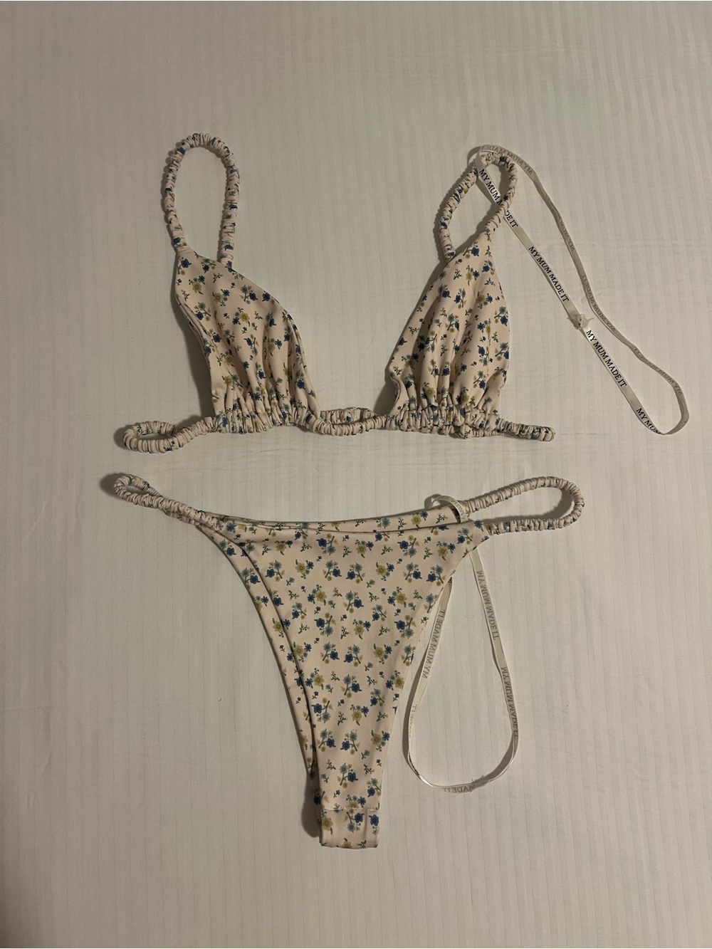 My Mum Made It Bikini Set Cream with Blue Floral